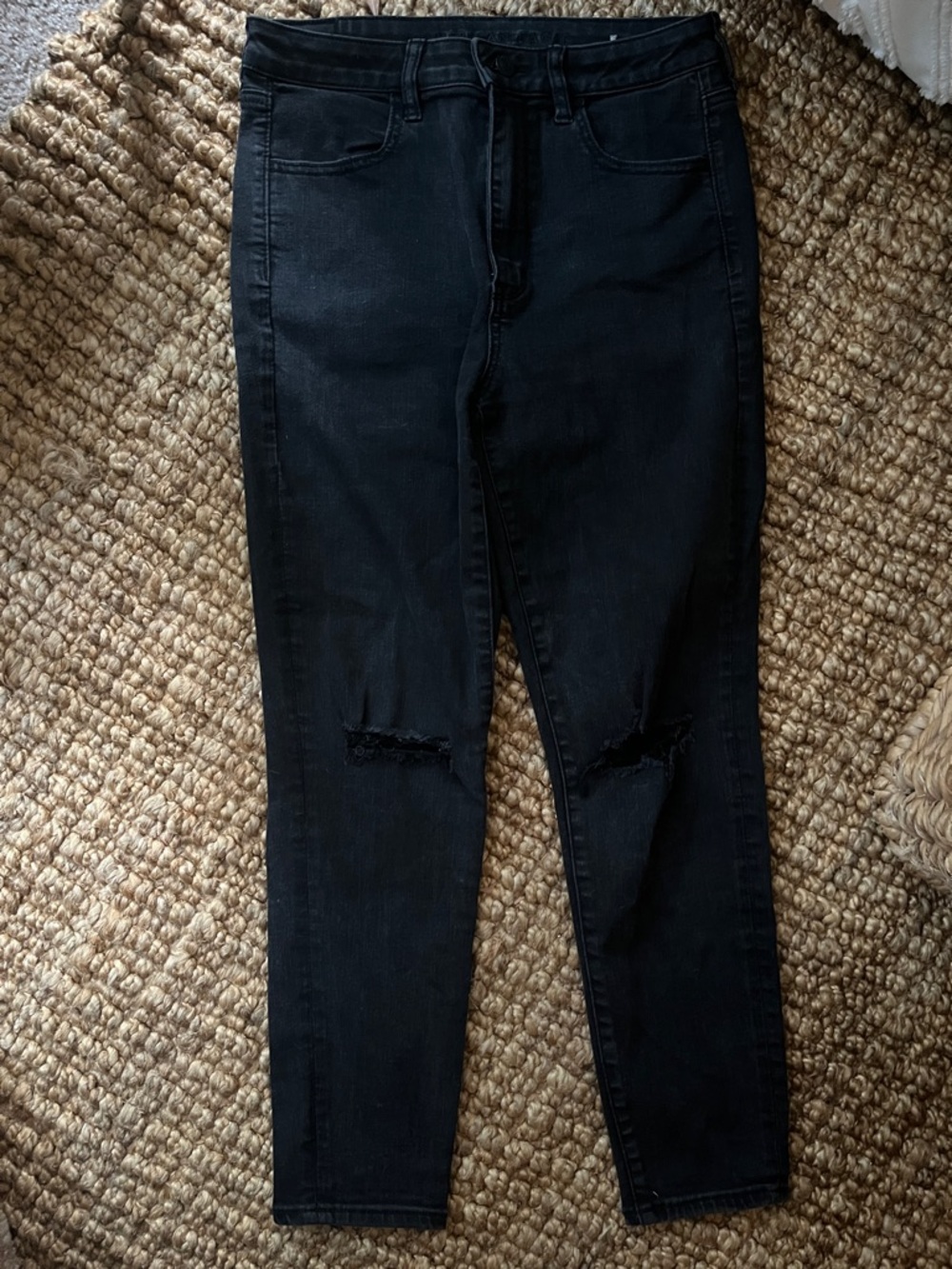American Eagle Outfitters Black Jeggings with Knee Distress